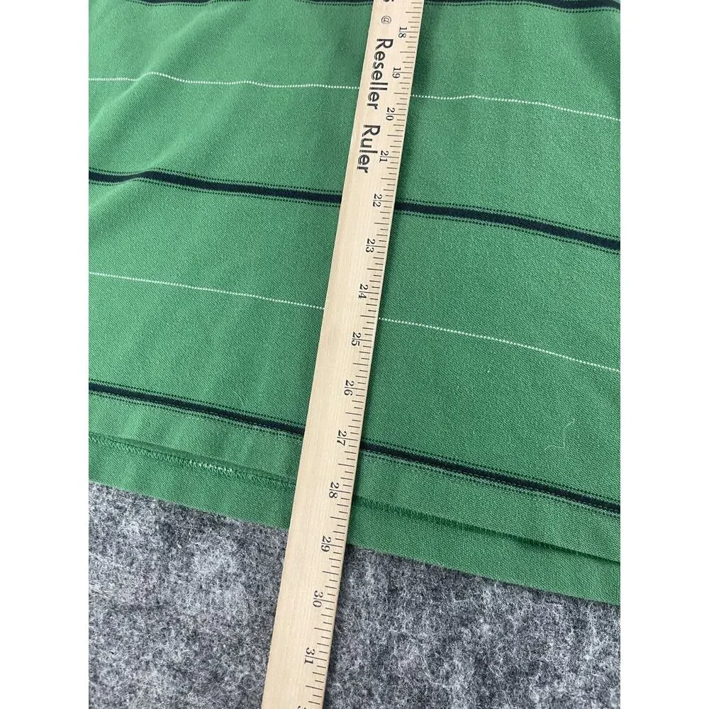 Banana Republic Polo Shirt Mens Extra Large Striped Green Logo Short Sleeve N248